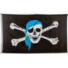Flagge 90 x 150 : Piratenflagge mit blauem Kopftuch