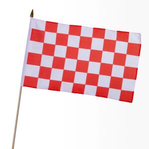 Stock-Flagge 30 x 45 : Karo Rot-Weiß