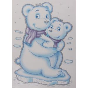Fensterbild Eisbärenmutter mit Kind