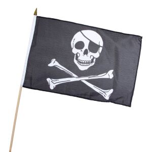Stockflagge Fahne Flagge Pirat Totenkopf gold 30 x 45 cm 