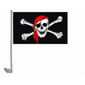 Auto-Fahne: Pirat mit rotem Kopftuch