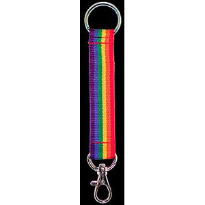 Regenbogen Schlüsselband mit Karabinerhaken und Ring 11cm lang